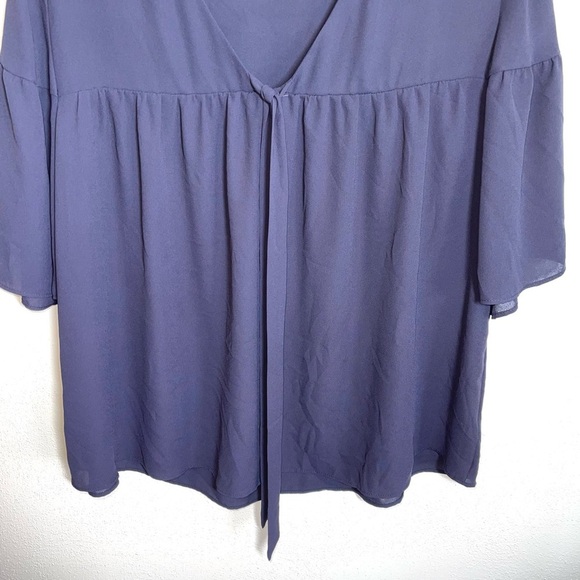 Ann Taylor Navy Blue Flare Sleeve Tie Back Blouse Medium Women’s - Picture 6 of 11
